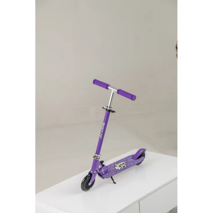 Costway Faltbarer Kinderroller, Leuchtende LED-Räder, Ständer, Hinterradbremse, Lila