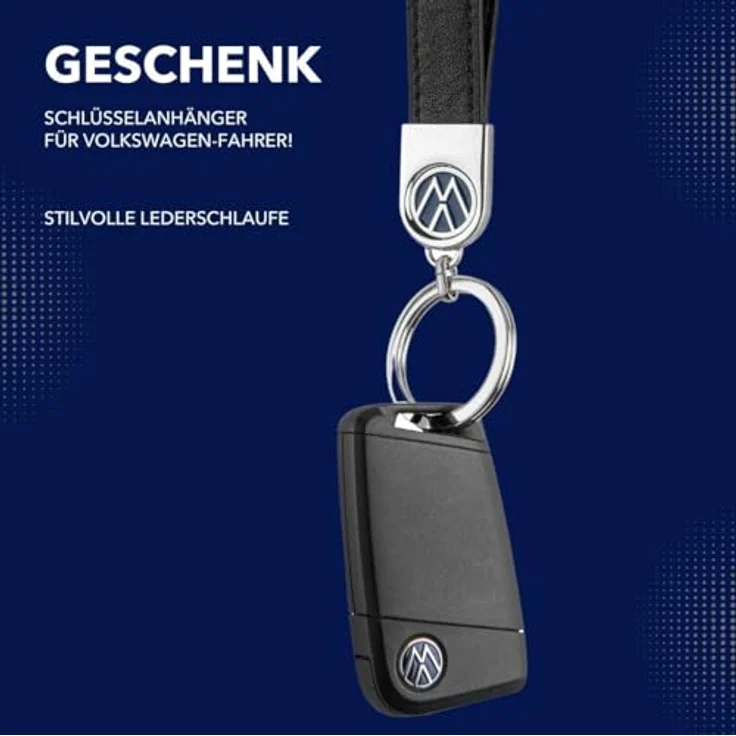 TROIKA Volkswagen Schlüsselanhänger, Offiziell lizenziert, 4 Varianten mit Leder, Metall oder Karabiner‑Ring-System – Bild 6