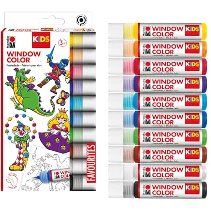 Marabu KiDS Window Color Set, 10 Farben auf Wasserbasis mit 18 Designs, ab 3 Jahren – Bild 2