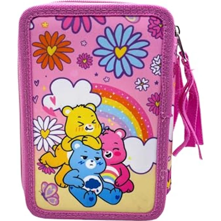 Care Bears Federmäppchen gefüllt, 3 Fächer Schreibwaren Set für Schule und Zuhause, kompakt und übersichtlich – Bild 2