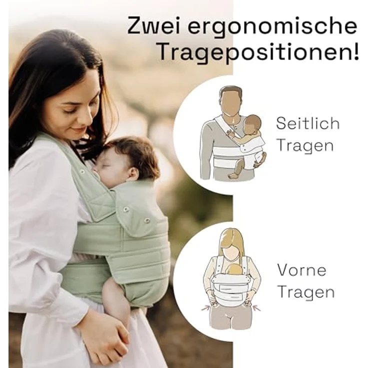 marsupi Babytrage und Neugeborenen-Trage, Breeze (Baumwolle / Leinen) Version 2. 0, Pistachio / L - Preisvergleich – Bild 5