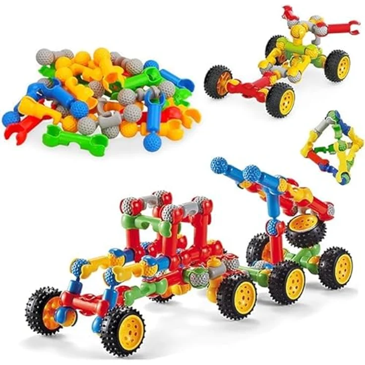 COIL Spielbausteine, Baustein-Set mit 170 Elementen, Lernspielzeug für Kinder ab 3 Jahren, Verbindungsbausteine und Anschlussblocksatz in Kunststoff, leicht zu reinigen und sicher – Bild 4