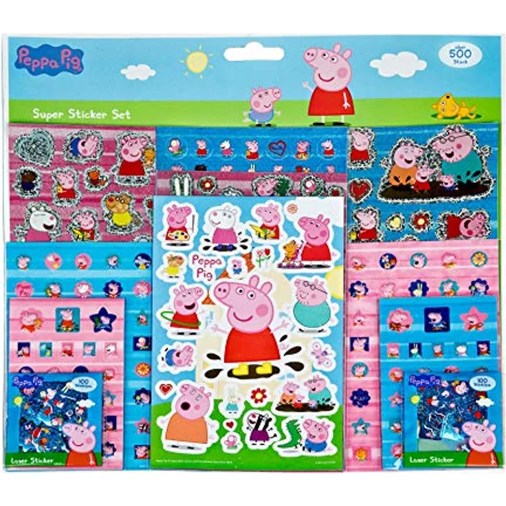 Peppa Pig Kreativset, Sticker-Set mit 500 bunten Aufklebern für Bastelideen