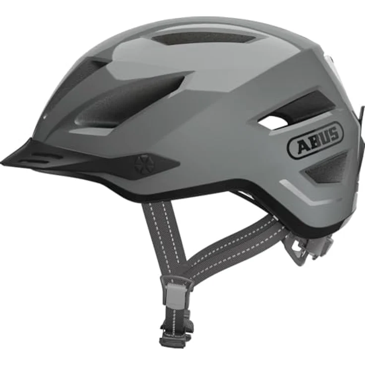 ABUS Stadthelm Pedelec 2.0 - Fahrradhelm mit Rücklicht und Regenhaube - Grau, Größe L (56-62 cm) – Bild 1