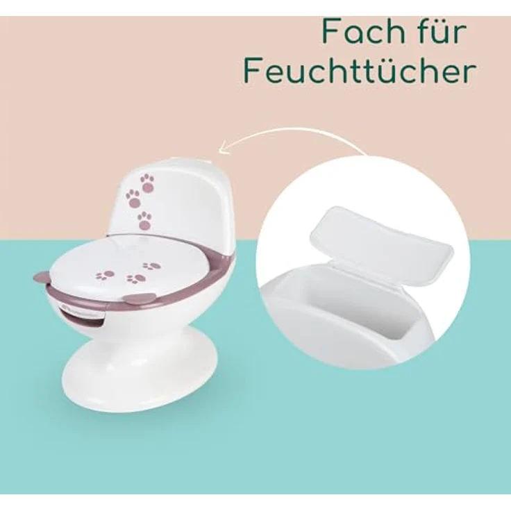bebeconfort Mini-Toilette mit Spültaste und Spülgeräuschen, pink, rutschfester Boden und herausnehmbare Schüssel – Bild 8