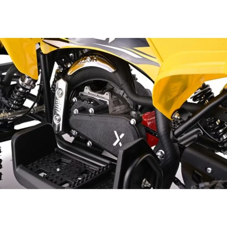 Beneo Motors MTX 49 cc, Benzin-Quad für Kinder, Gelb, mit Zweitaktmotor, Automatikgetriebe, Scheibenbremsen, Elektro- und Seilzugstart, Geschwindigkeitsbegrenzung – Bild 8