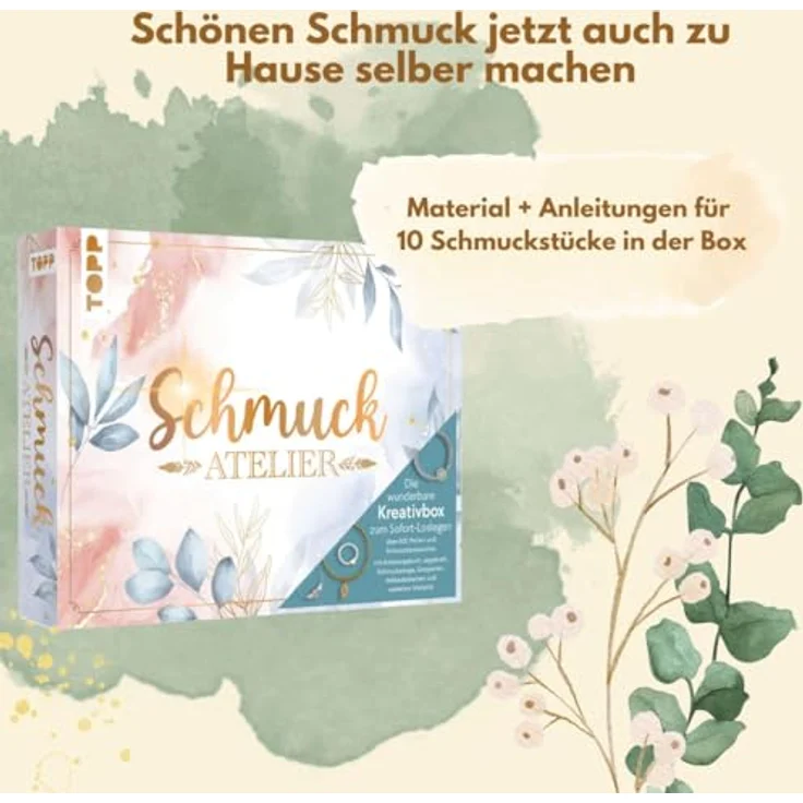 Frech Verlag TOPP Kreativbox Schmuckatelier, Bastelperlen Set mit Anleitungsbuch für 10 Schmuckstücke, bunt – Bild 3