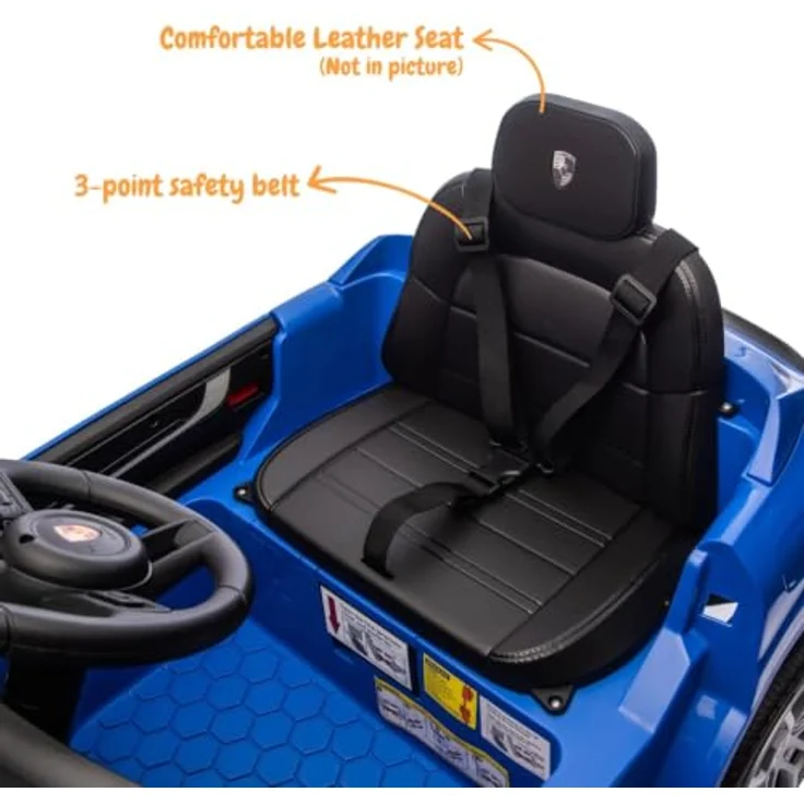 Vrooomy Porsche Cayenne Elektro-Kinderauto 12V, mit Fernbedienung, für Kinder 1-5 Jahre, schwarz, sanfte Beschleunigung, LED-Scheinwerfer, Sicherheitsgurt – Bild 6