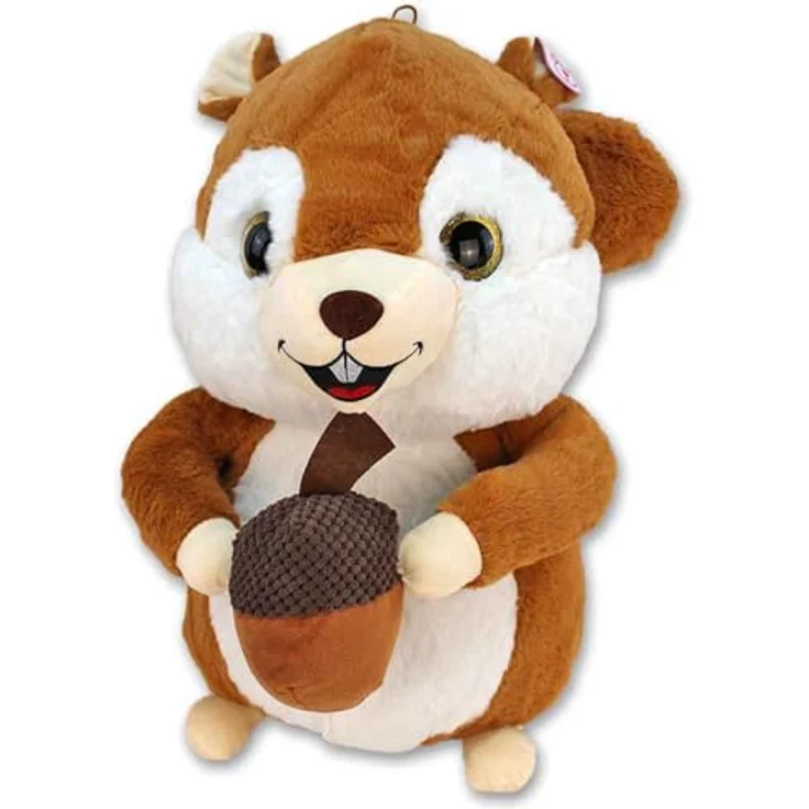 BEMIRO Eichhörnchen Kuscheltier 50 cm, mit Plüsch-Nuss & Schlaufe, kuschelig weich, glitzernde Kunststoffaugen, braun – Bild 1