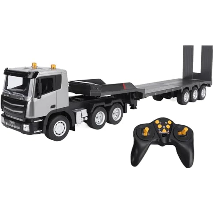 COIL RC-LKW Autotransporter Modell 1318, Ferngesteuerter Abschleppwagen im Maßstab 1:18 mit Licht und Sound, Frequenz 2,4 GHz, grau – Bild 1