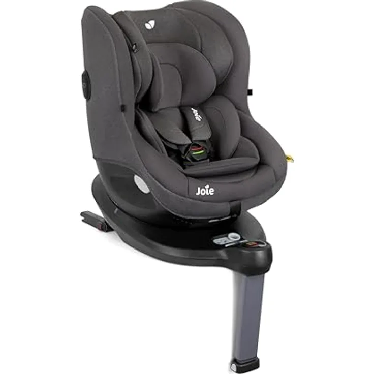 joie Reboarder-Kindersitz i-Spin 360 mit Isofix-Basis & Sitzverkleinerer - Thunder, ab Geburt bis 4 Jahre, 360° Rotation, i-Size-Zulassung