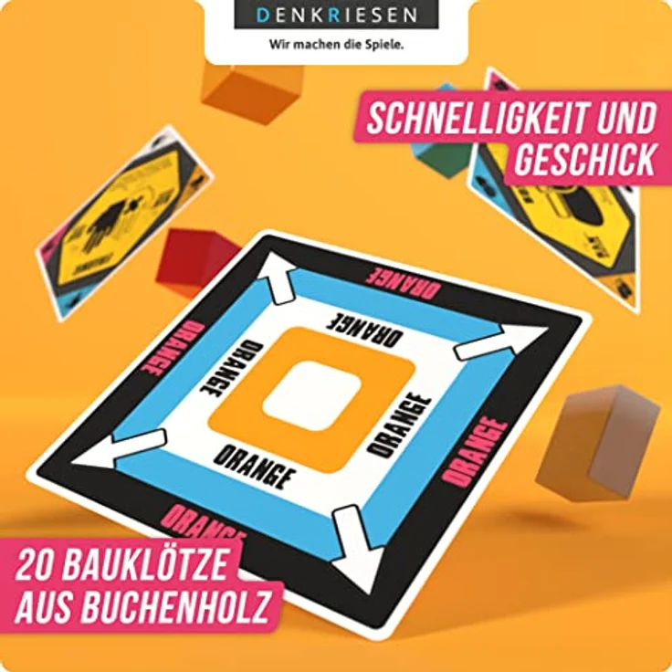 DENKRIESEN - RANKLOTZEN - „Auf die Klötze, fertig, los!“ | ab 2 Spieler | Familienspiel | Spiel aus Holz | Geschenkidee (4 Spieler Edition) – Bild 4