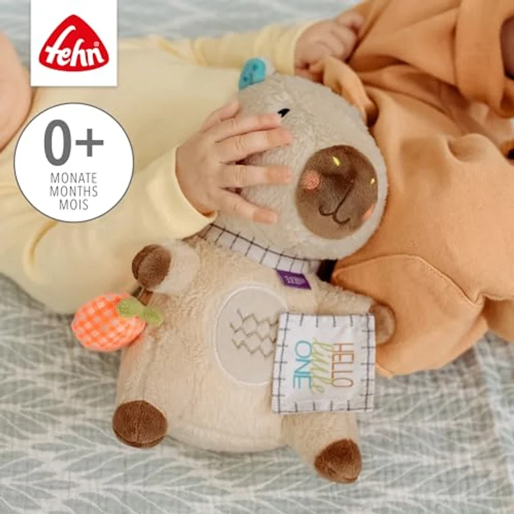 Fehn Kuscheltier Capybara Clara „Hello little One", weich und anschmiegsam, für Babys ab 0+ Monaten, Plüsch und Velours – Bild 3