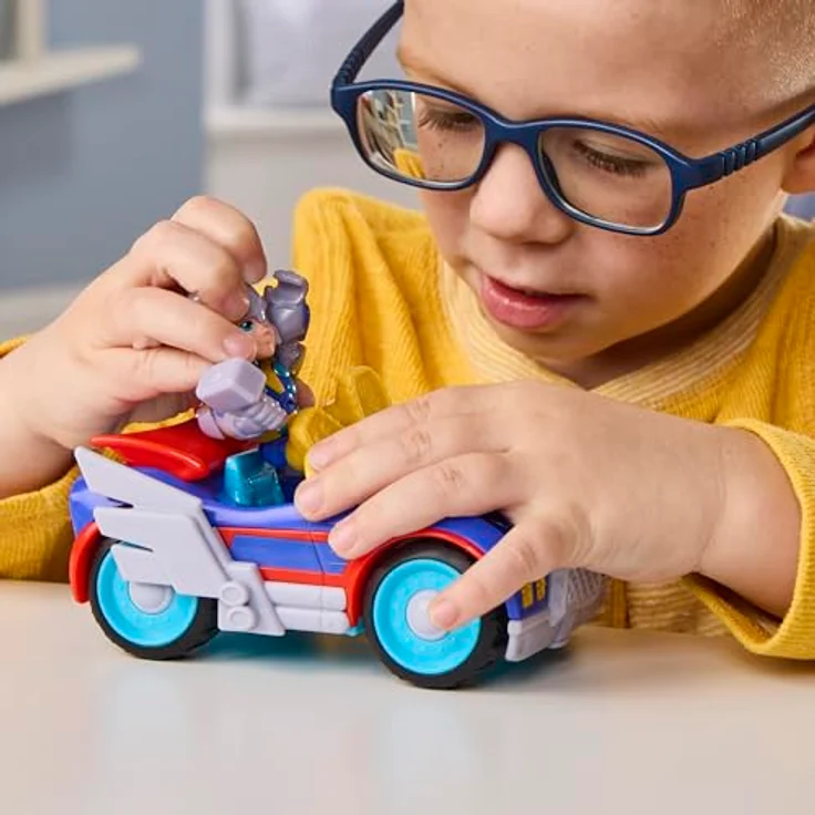 Hasbro Marvel Iron Man und Thor Donner Rennwagen Set, 3 Fahrzeuge mit posierbarem Thor und abnehmbarem 2-in-1 Zubehör – Bild 4
