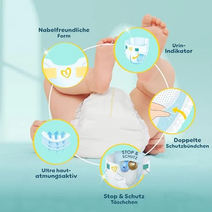 Pampers Premium Protection Windeln Gr.1 Newborn (2-5 kg), Halbmonatsbox, 180 St, 100% Auslaufschutz, ultra weich, Dermacomfort Innenvlies – Bild 6