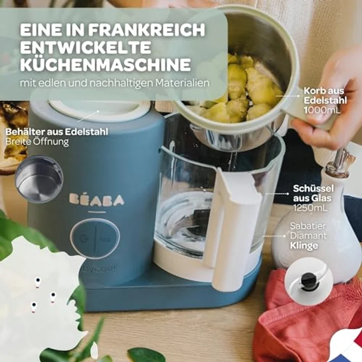 Béaba Babycook Neo - 6 in 1 Babynahrungszubereiter - Schonender Dampfgarer - Glaskrug und Garkorb aus Edelstahl - Mineralgrau – Bild 5