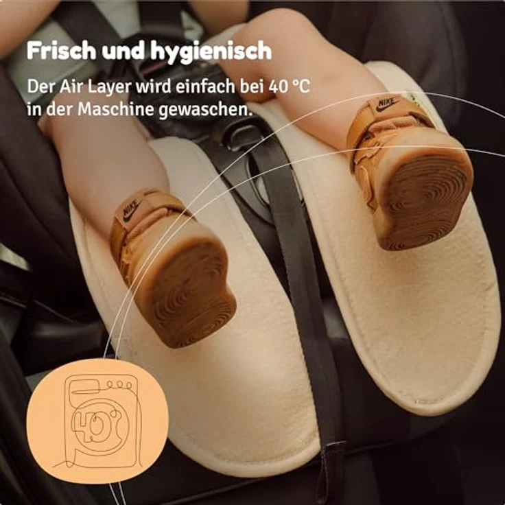 Aeromoov Air Layer - Baby Sitzauflage aus Bio-Baumwolle, Antischwitz Einlage für Autositz oder Kinderwagen, Gruppe 2/3 mit Beinen, Vanilla – Bild 5