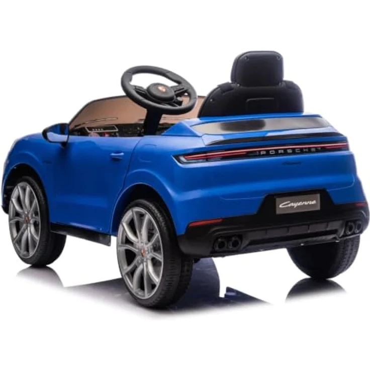 Vrooomy Porsche Cayenne Kinder Elektroauto, 12V mit Fernbedienung, für 1 bis 5 Jahre, Blau, MP3-Player, Sicherheitsgurt, LED-Scheinwerfer – Bild 2