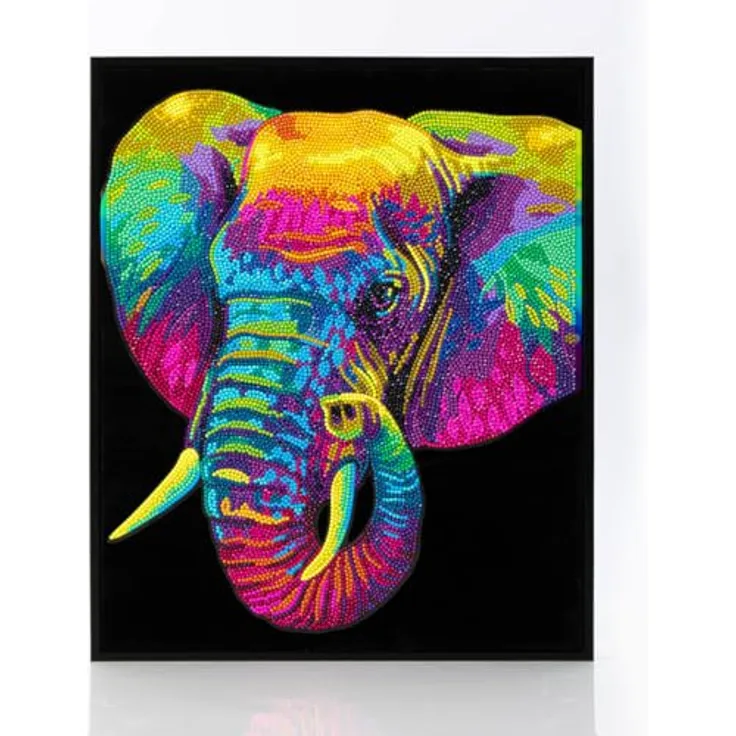 DIAMOND DOTZ 2594369 Original 5D Diamond Painting Set, Neon Elefant mit 13-Facetten-Schliff, DIY Bastelset für Erwachsene und Kinder ab 12 Jahren, Motivgröße 35,5 x 45,7 cm