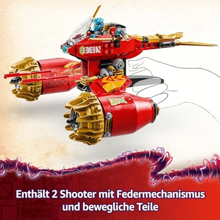 LEGO NINJAGO Kais Sturmreiter-Mech - Fliegendes Motorrad Spielzeug mit 3 Minifiguren - Mech mit beweglichem Kopf, Armen und Beinen - Bauspielzeug - Geschenk für Jungen & Mädchen ab 7 Jahren 71830 - Ninja-Kombi-Mech, aufteilbar in 2 Modelle – Bild 5