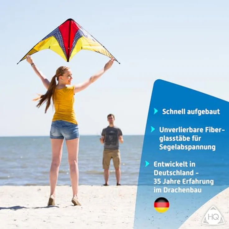 HQ Design Quickstep II Lenkdrachen, Zweileiner Flugdrachen für Kinder und Erwachsene ab 10 Jahren, 60x135cm, inkl. 20kp Polyesterschnur, 2x20m auf Winder, 2-5 Bft, Blossom – Bild 4