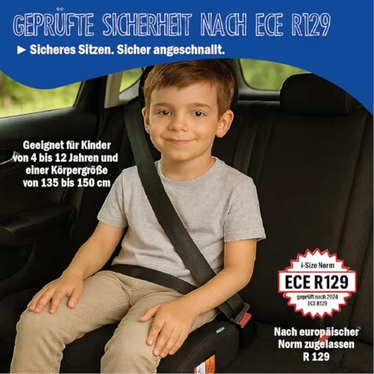 Autokindersitz SitzerhoehungPolystyrol Safari Kindersitzerhoehung Gruppe II/III von 15-36 kg Schwarz-Grau – Bild 5