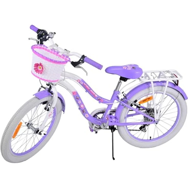 Volare Kinderfahrrad 20 ZOLL Mädchen Rad LOVELY 7 Gänge 22125, Korb, Seitenständer, Gepäckträger, lila-weiß – Bild 8