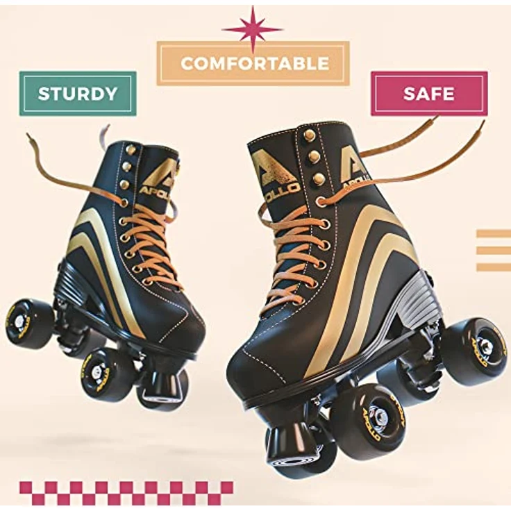 Apollo Disco Roller, Classic Roller | Rollschuhe für Kinder und Erwachsene | größenverstellbare Quad-Skates, 3 Größen, verstellbar von 31 bis 42 | Rollschuhe Damen in schicken Designs – Bild 3