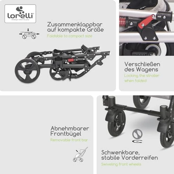 Lorelli Kinderwagen Alba 2 in 1, Liegebuggy umwandelbar in Sportsitz bis 15kg, grün – Bild 5