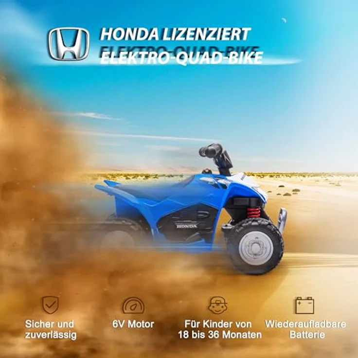 AIYAPLAY Elektro-Quad Miniquad Kinder Elektro ATV Kinderquad mit LED und Hupe Kindermotorrad Kinderfahrzeug Elektroauto für Kinder ab 18 Monaten Metall Blau 65,5 x 38,5 x 43,5 cm – Bild 3