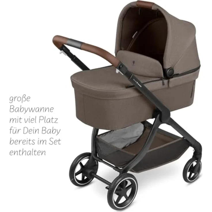 ABC City Life 2in1 Kombikinderwagen Set mit Tragewanne, kompakt für die Stadt, robuste Reifen, verstellbarer Sitz, Farbe: Nature – Bild 3
