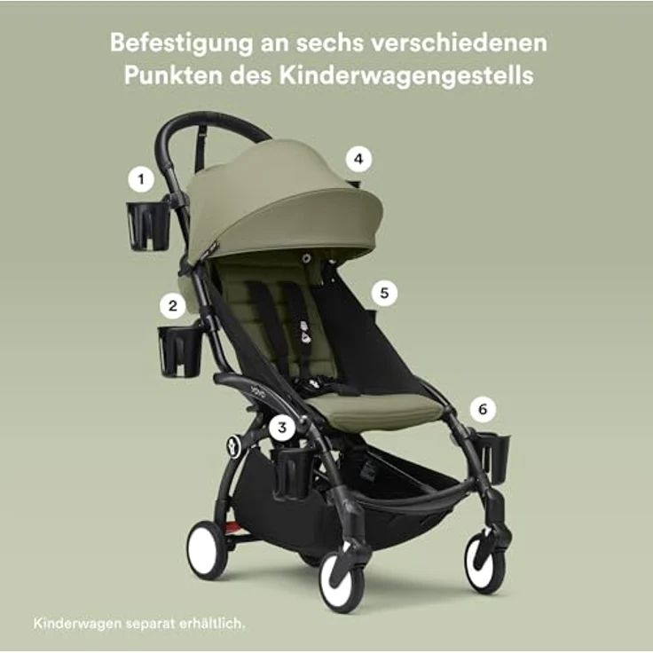 Stokke Cupholder YOYO, Kinderwagen Zubehör für Stokke YOYO, verstellbarer Getränkehalter aus BPA-freiem Kunststoff, neutralfarbe – Bild 3