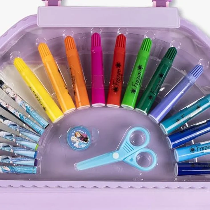 Cerda Disney Frozen Kreativset, 50-teiliges Mal- und Bastelset für Kinder mit hochwertigen Schreib- und Malutensilien, für kreative Gestaltung in Arendelle-Motiven – Bild 4