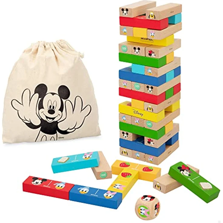 WOOMAX Disney Turmblöcke aus Holz/Domino, bunt, geeignet ab 36 Monaten, in Tasche – Bild 1