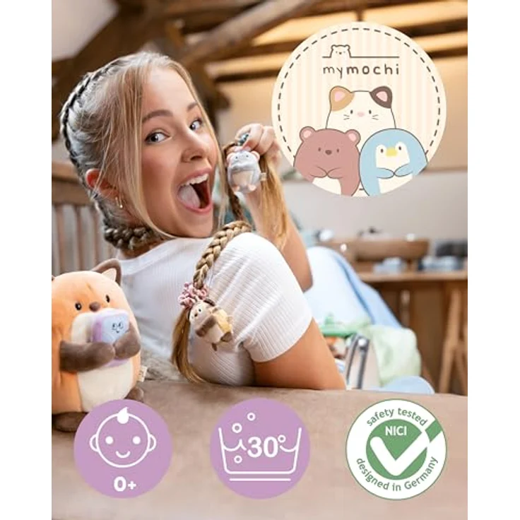 NICI MYMOCHI Kuscheltier Hamster Shai 27cm mit Keks grau - Niedliches Plüschtier aus weichem Plüsch für Kinder & Erwachsene – Bild 2