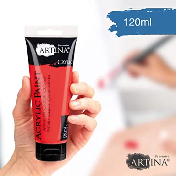 Artina 24er Acrylfarben Set 120ml – Schnelltrocknende, wasserfeste und hochpigmentierte Künstlerfarben in Grundfarben, 24 Tuben – Bild 4