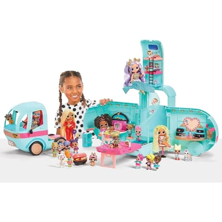 L.O.L. Surprise! OMG Glam N' Go Camper Spielset mit über 50 Überraschungen und 360° Spielmöglichkeiten, Pool, Rutsche, Etagenbetten, Waschbecken, Grill, DJ-Pult und mehr - für Kinder ab 4 Jahren – Bild 1