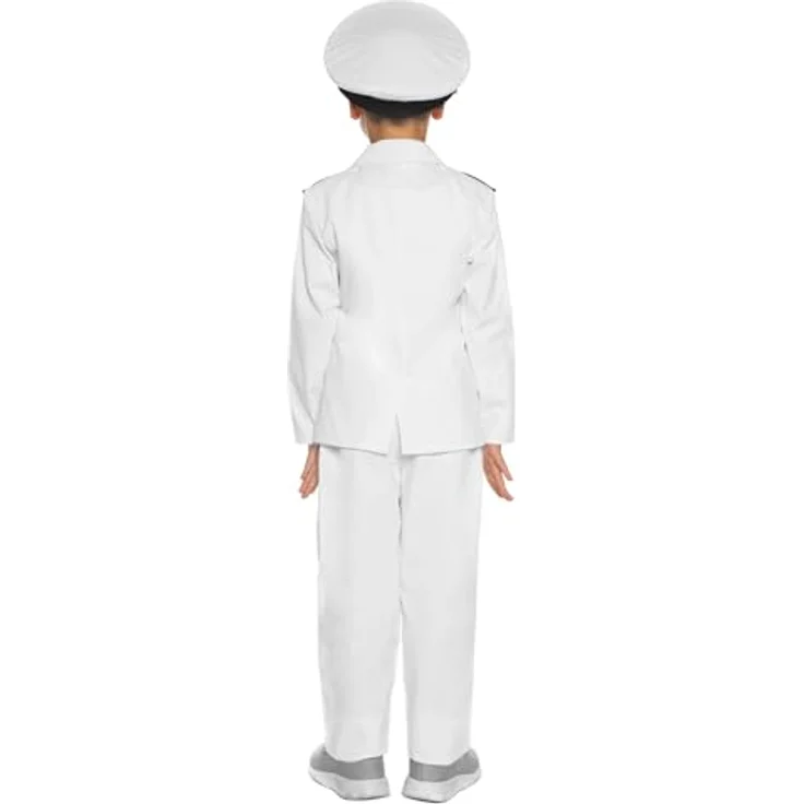 Maskworld Kapitän Kinder-Kostüm, 4-teiliges Set mit Blazer, Hose, Krawatte und Mütze, Baumwolle, Größe 164 – Bild 4