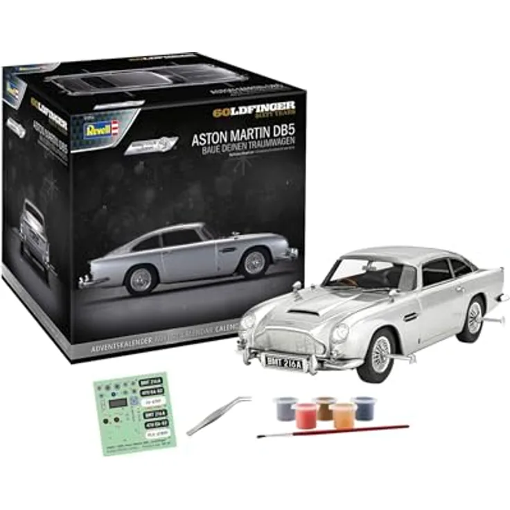 Revell 01055 Adventkalender, James Bond Aston Martin DB5 Modellbausatz mit Easy-Click-System, inkl. detaillierter Dekoration, Aqua Color-Farben und Bauanleitung