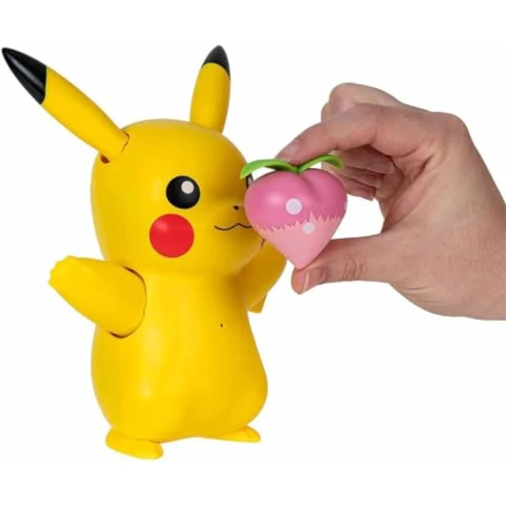 Jazwares Pokémon Deluxe Train Play Pikachu-Spielset, 11,5 cm große interaktive Figur mit über 50 Reaktionen, inklusive Zubehör (Pirsifbeere und Apfel) – Bild 3
