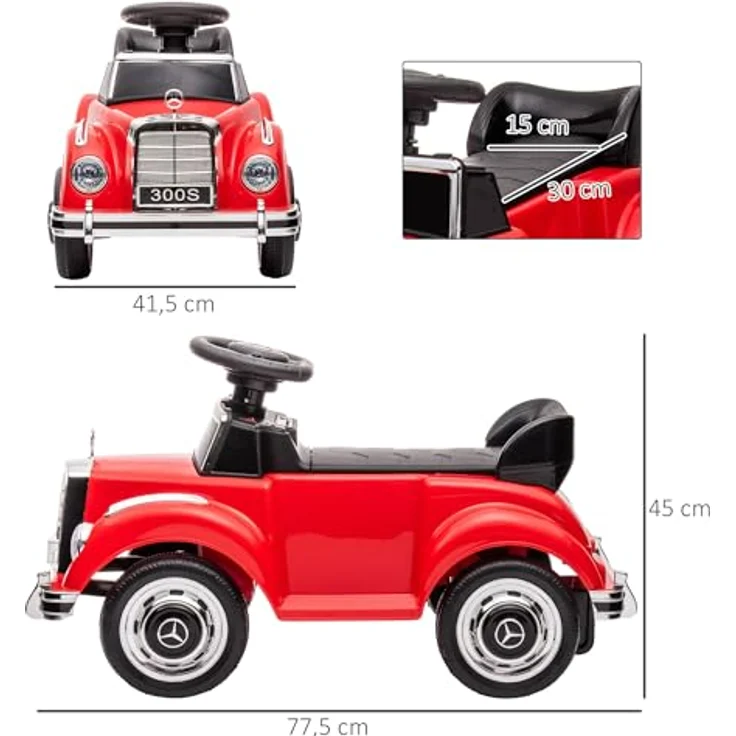 AIYAPLAY Rutschauto mit Stauraum, Kinderfahrzeug mit Kippschutz, Rot, 77,5 x 41,5 x 45 cm – Bild 5