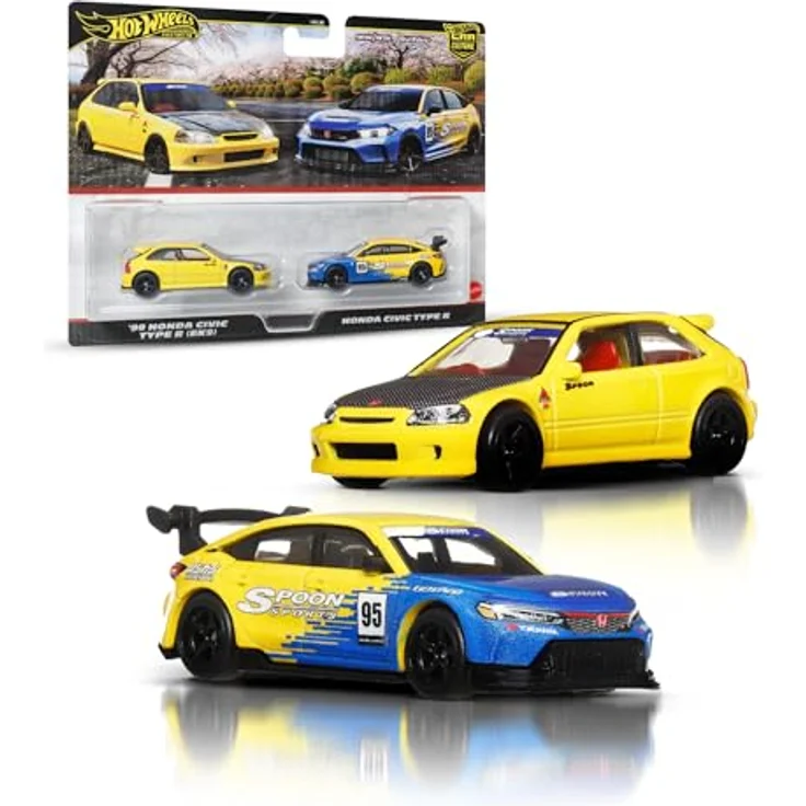 Hot Wheels Premium 2-Pack Spielzeug-Auto - Honda, Maßstab 1:64, mit Die-Cast Karosserien und Real Riders Reifen – Bild 1