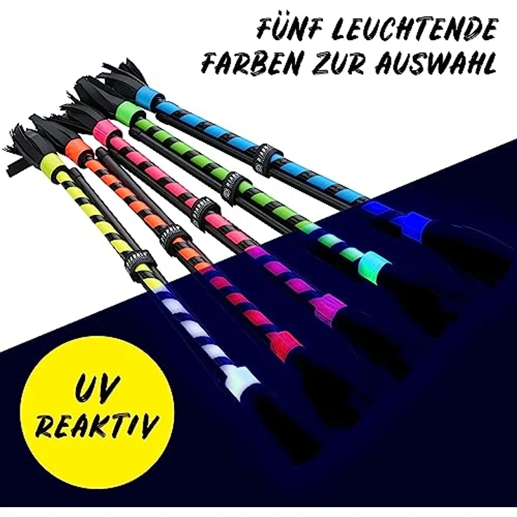 Diabolo Freizeitsport Flowerstick Basic, UV reaktiver Flower Stick in türkis, inkl. zwei Fiberglass Handstäben, ideal für Anfänger und Festivals – Bild 5