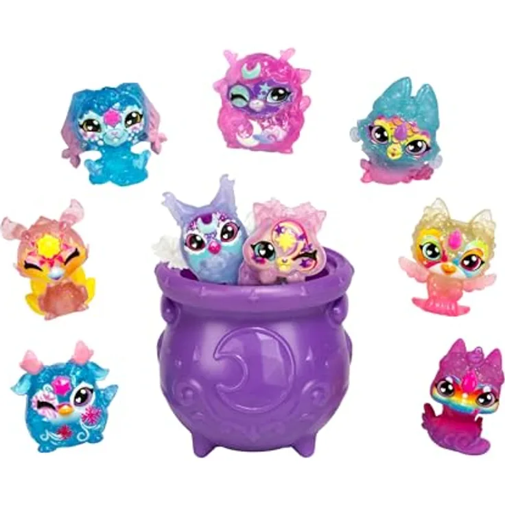 Moose Toys Magic Mixies Minis Shimmerverse-Serie, Sammelpackung mit 9 Mini-Mixies, inkl. 2 versteckten Figuren, magisches Sprudelkessel-Auspackerlebnis, 5 neue Zauberkräfte, 90 zum Sammeln