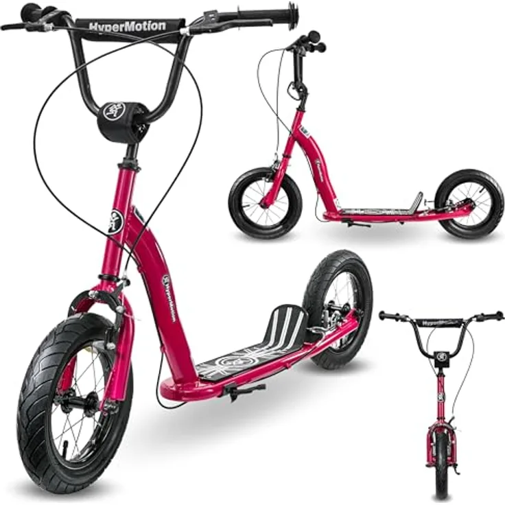 HyperMotion Kinderroller RUBY 12.2, höhenverstellbar mit 12 Zoll Luftreifen, Handbremsen, pink/magenta