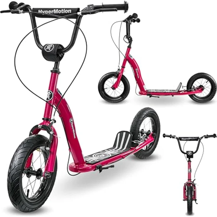 HyperMotion Kinderroller RUBY 12.2, höhenverstellbar mit 12 Zoll Luftreifen, Handbremsen, pink/magenta – Bild 1