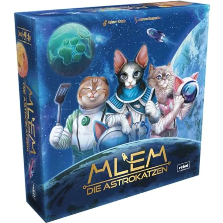 Rebel MLEM: Die Astrokatzen, Würfelspiel mit strategischen Astrokatzen, 2-5 Spieler, Ab 8+ Jahren, 30-60 Minuten, Deutsch