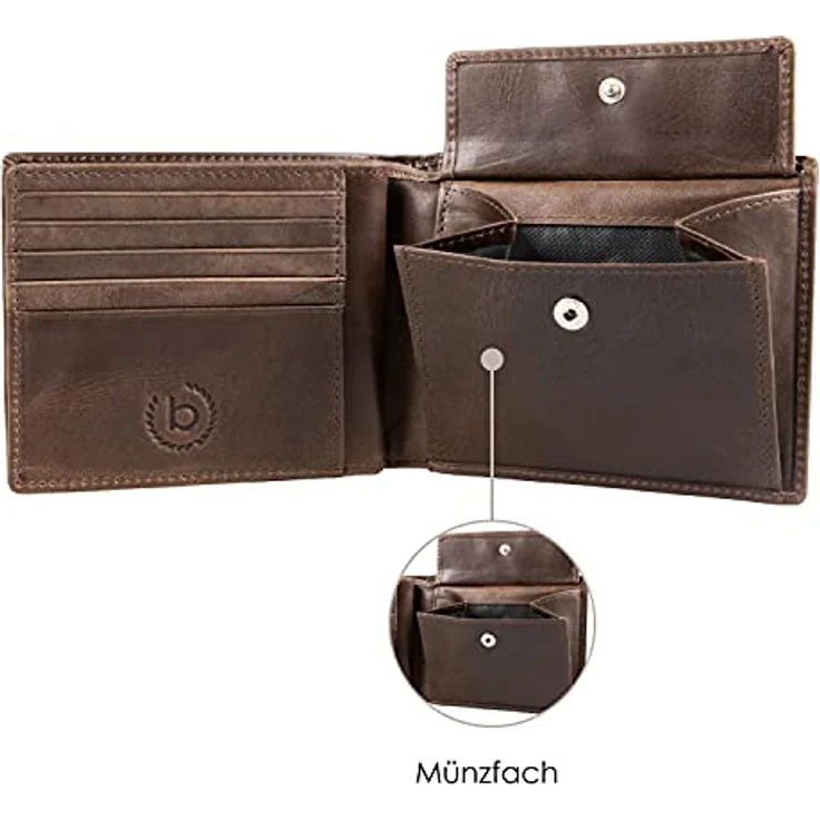 Bugatti Volo Geldbeutel Männer Leder - Geldbörse Herren Braun - Portmonaise Portemonnaie Portmonee Brieftasche Wallet Ledergeldbeutel – Bild 5