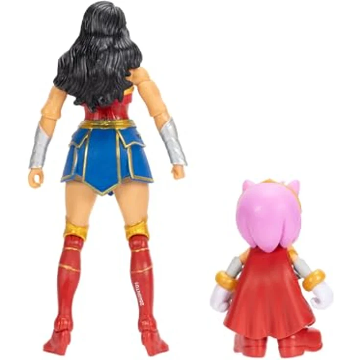 Sonic The Hedgehog DC x Sonic Amy & Wonder Woman Actionfiguren-Multipack, 6,35 cm Amy als Wonder Woman und 12,7 cm Klassische Wonder Woman Figur, beweglich mit 5 und 23 Gelenkpunkten, Sammlerstück – Bild 5