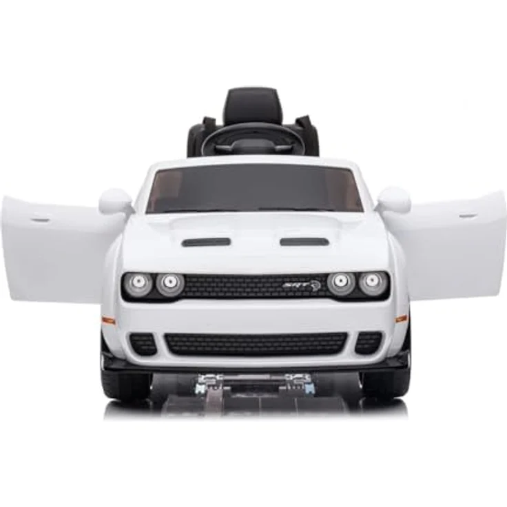 schnaeppchenmeile-online Kinder Elektroauto Dodge Challenger SRT, 2 Motoren+Sound+FB+LED Weiss – Bild 3